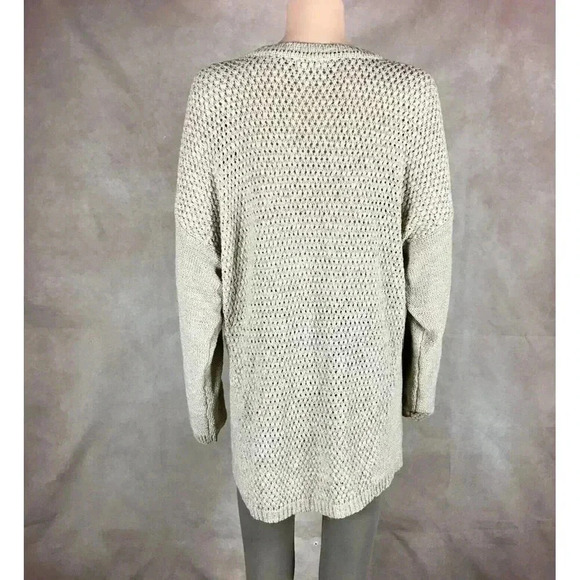 Women’s CALVIN KLEIN Beige Loose V-neck Sweater NEW - Picture 10 of 11